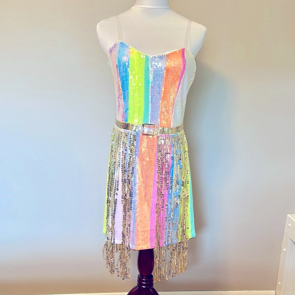 Colorful Sequin Fringe Dress